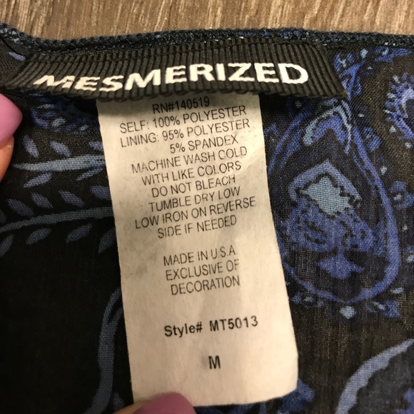 Floral Sheer Flowy Kimono Duster Black & Blue M/L - Picture 6 of 6